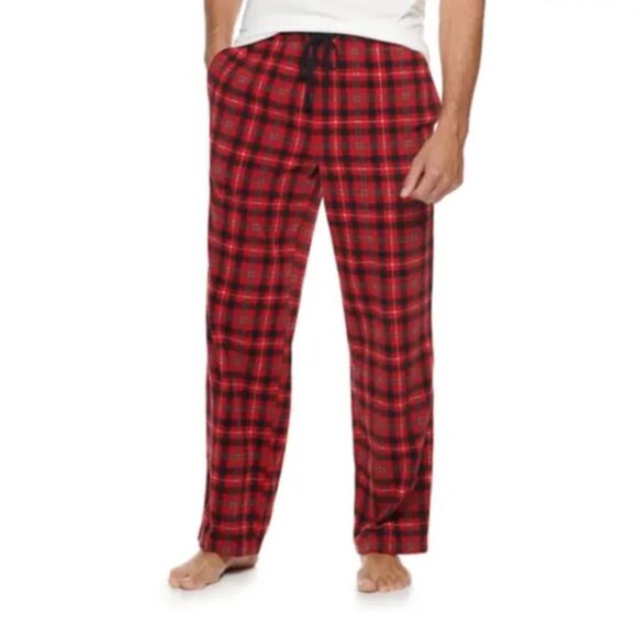 croft & barrow Other - Croft & Barrow Men's Microfleece Pajama Pants Size S Black Red Plaid Sleepwear